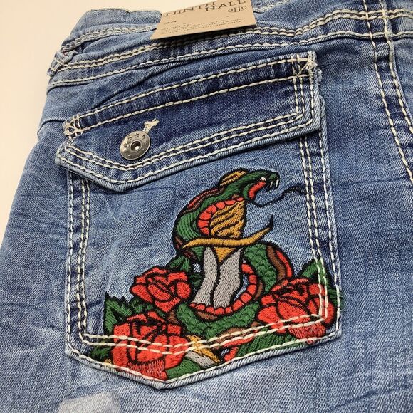 Ninth Hall Mens Stack Flare Snake Eagle Pocket Jeans Blue 34‎ x 36 NWT - Picture 10 of 12